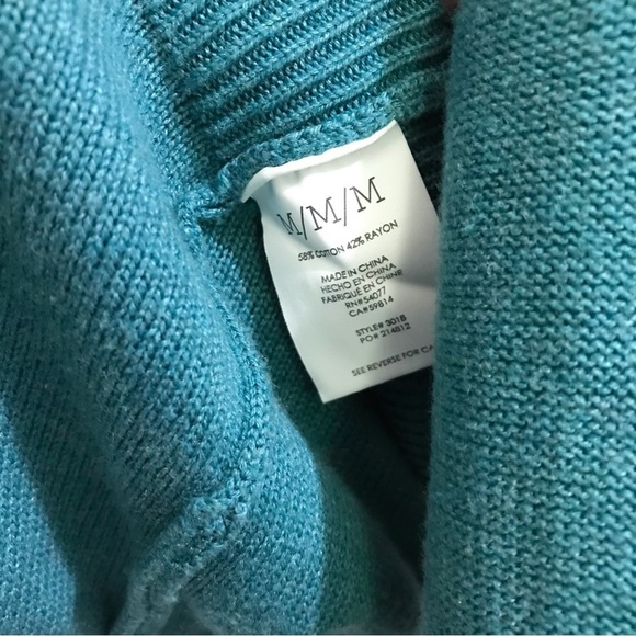 Cabi Tearoom 5 Button Cardigan In Teal Removable Faux Fur Collar #3018 Medium - Picture 9 of 10